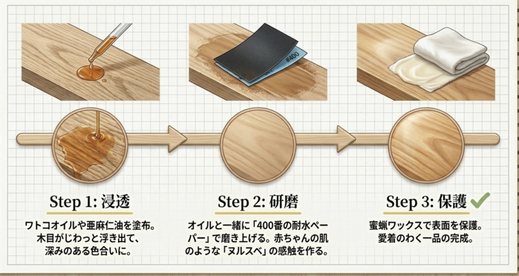 オイルやワックスで仕上げる表面処理のコツ