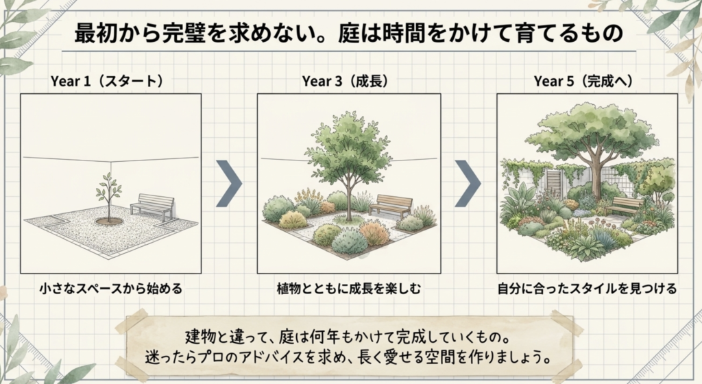 変化を楽しみ持続可能な庭の初心者向けデザイン