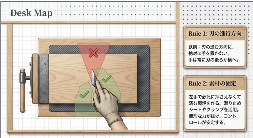 怪我を未然に防ぐ正しい姿勢と刃物の扱い