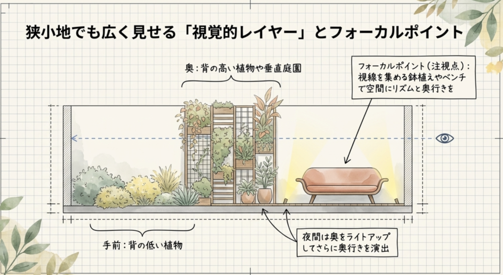 狭小地でも奥行きを感じる視覚的なレイヤー構成術