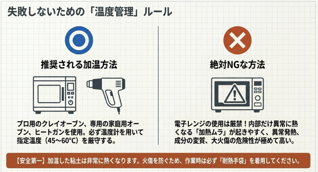 粘土を柔らかくする加温方法と注意点