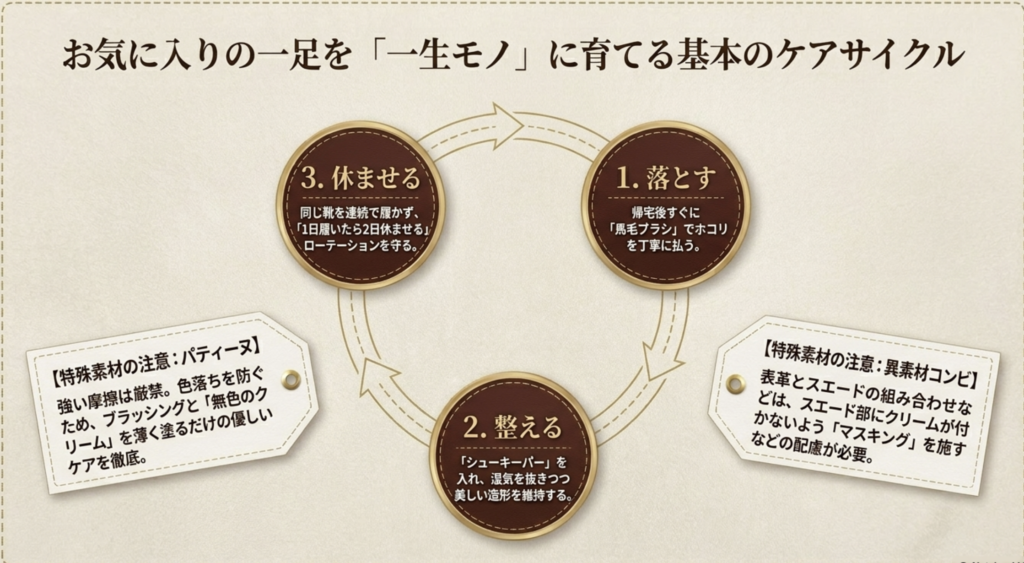 繊細な色味を守るパティーヌや異素材の正しい手入れ