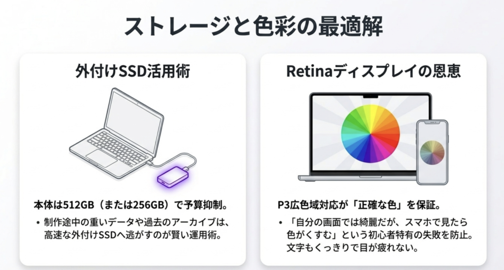 色の再現性に優れたRetinaディスプレイ